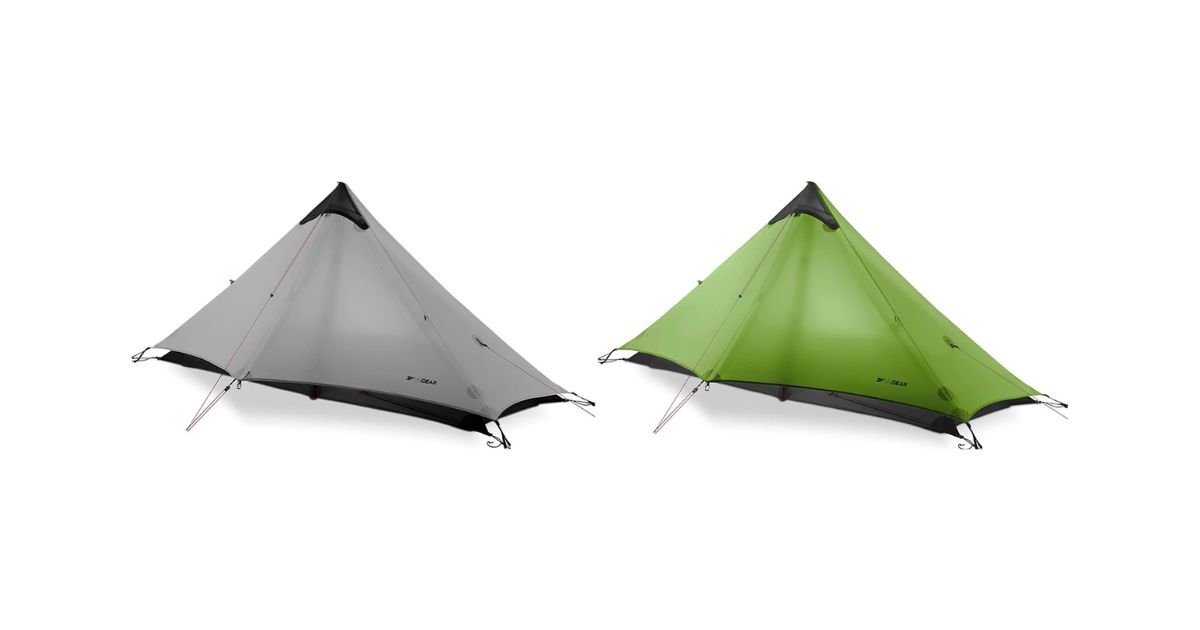 Lanshan 1 Pro y NightCat 1P tiendas ultraligeras con bastones comparativa sobre fondo blanco